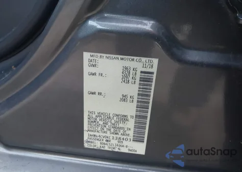 2019 Nissan Altima 2.5 Sr from USA, damaged, VIN 1N4BL4CV0KC138403